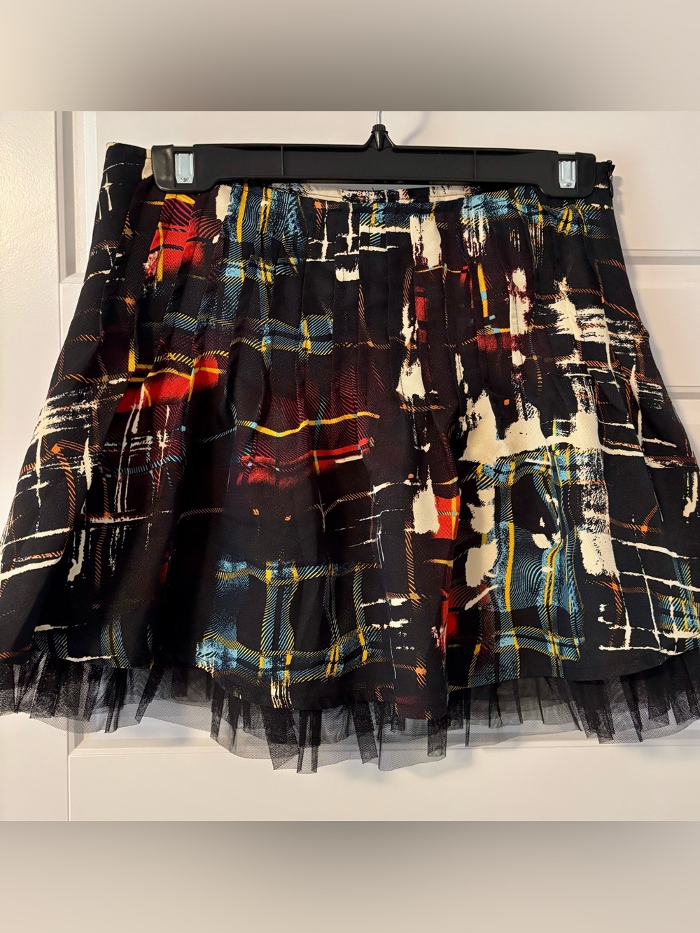 Gorgeous Masmouly By Mas Black Multicolor Plaid Ruffle Mini Skirt - Women's